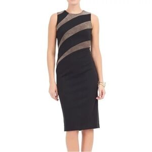 Ivanka Trump Black Tan Sleeveless Sheath Dress Size 14